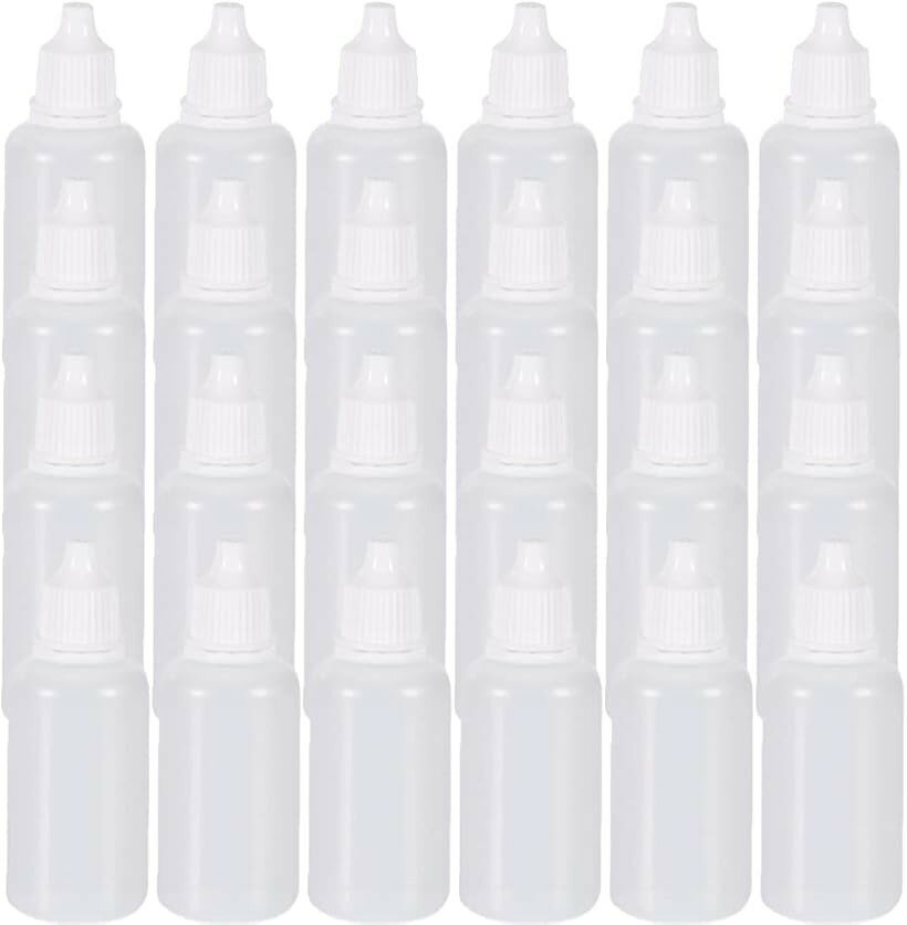 ドロッパーボトル 詰め替え 液体 小分け スポイト 点眼 容器 プラスチック 漏斗付き (クリア, 20ml 50個)