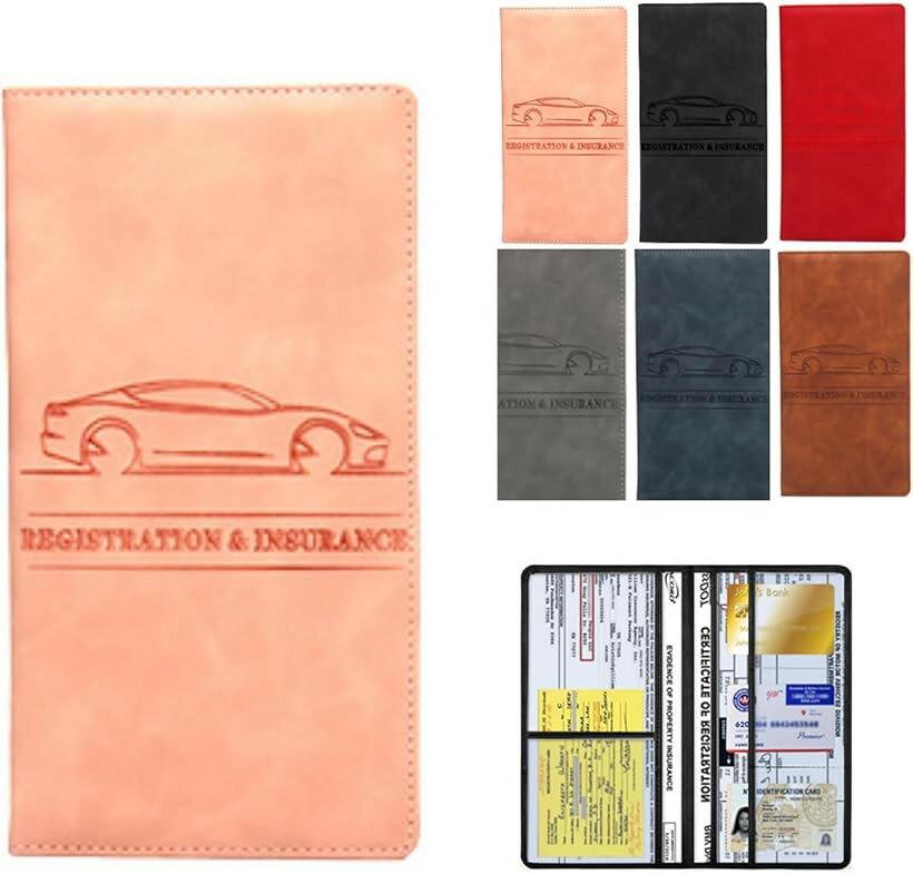 薄型レザースウェード 電子車検証入れ 車検証書ケース 電子車検証ケース Pink (ピンク)