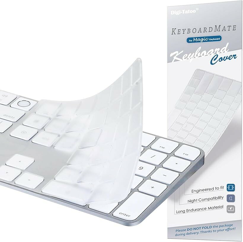 バリエーションコード : 2b480k2hto商品コード2b480rp1xf商品名2024年 M4チップ iMac Magic Keyboard用キーボードカバー 対応英語US配列 iMac 24インチ キーボードカバー スキン 超薄型 防水防塵 透明ブランドDigi-Tatooカラー透明サイズ等新しいA3119 (US・Touch ID搭載・テンキー付き)「対応機種」Apple iMac Magic Keyboard (Touch ID搭載， テンキー付き)、型番A3119対応。xx英語US配列xx キーボードカバーです。型式の確認は2枚目の写真をご参照ください。xx2021～2023モデルA2520には対応しておりませんxx「超薄型」極めて透明に近い且つ薄い、僅かに0.18mm、気付かれないほど薄く、カバーを付けていても違和感のないタイピングを実現できます。「保護機能」ホコリ、汚れ、指紋、水飛沫などから保護します。カバーに付いた汚れや指紋などは中性洗剤で洗って簡単に取れます。何度も再利用可能です。「精確フィット」キーボートにズレなくピッタリとフィットします。ご愛用のMagic Keyboardに清潔さと綺麗さを保ち、守護与えます。「高品質TPU材質」耐久性に優れたTPU素材を採用、傷つきにくいし、指紋も付きにくい。防水・抗菌仕様なので、水気から遮断し、ばい菌も抑制でき、清潔に保てます。電気通さないTPU素材なので、帯電のご心配は要りません。※ 他ネットショップでも併売しているため、ご注文後に在庫切れとなる場合があります。予めご了承ください。※ 品薄または希少等の理由により、参考価格よりも高い価格で販売されている場合があります。ご注文の際には必ず販売価格をご確認ください。※ 沖縄県、離島または一部地域の場合、別途送料の負担をお願いする場合があります。予めご了承ください。※ お使いのモニタにより写真の色が実際の商品の色と異なる場合や、イメージに差異が生じることがあります。予めご了承ください。※ 商品の詳細（カラー・数量・サイズ 等）については、ページ内の商品説明をご確認のうえ、ご注文ください。※ モバイル版・スマホ版ページでは、お使いの端末によっては一部の情報が表示されないことがあります。すべての記載情報をご確認するには、PC版ページをご覧ください。