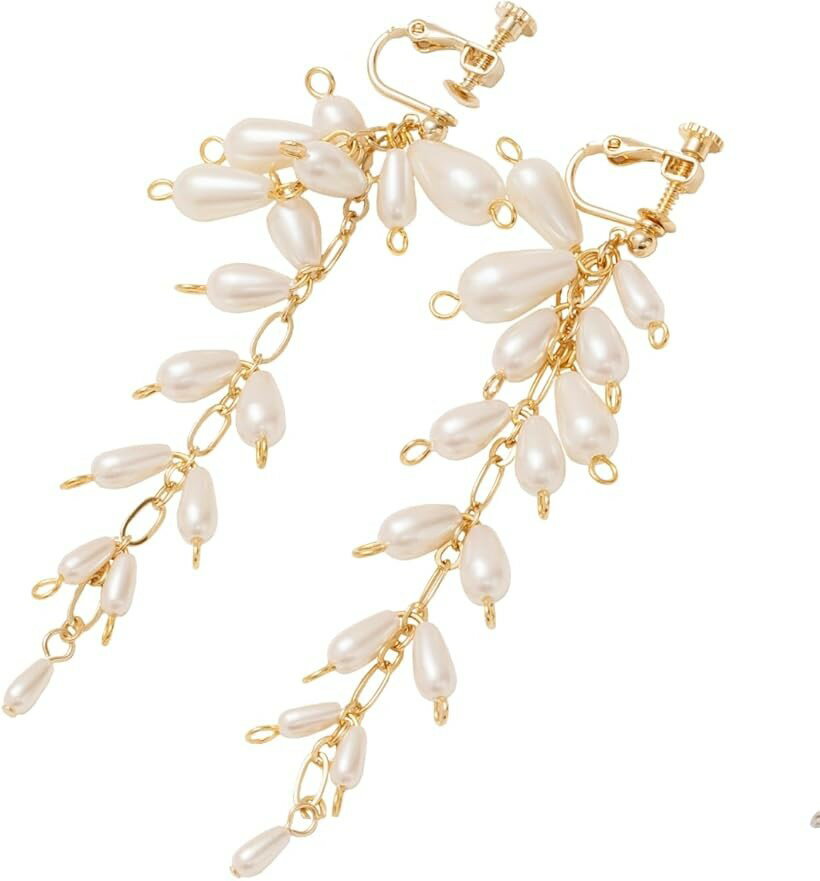 Rhinestone - イヤリング レディース アクセサリー パール ラインストーン パーティー 華やか ビジュー 入学式 卒業式 (ゴールド / ERT39619)