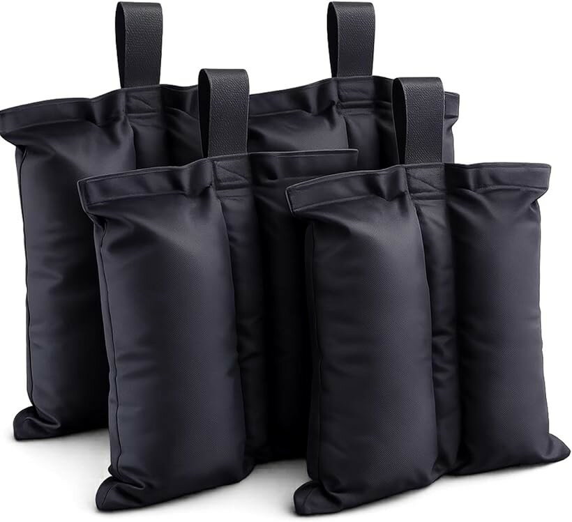 Tents, Tarps - 巻くだけ簡単設置 砂袋 ウエイトバッグ テント タープ 重り 固定 強風対策 テープ 4個セット (ブラック)