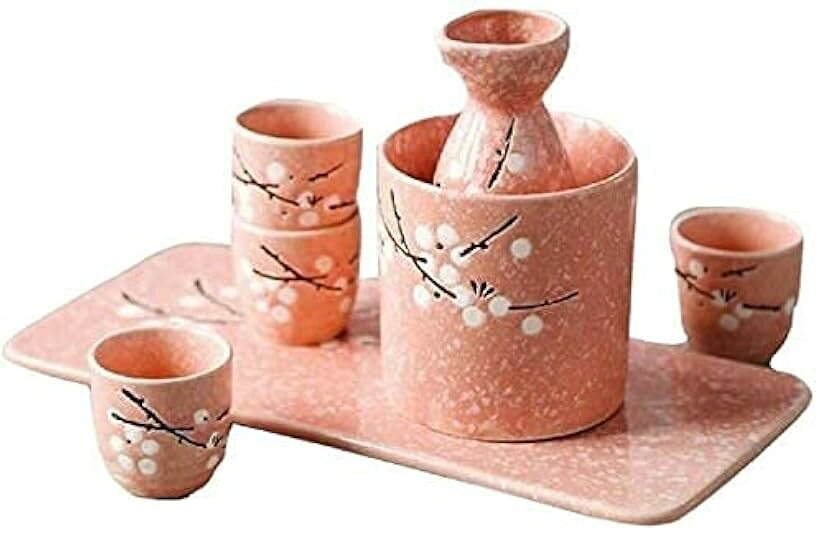 和風 とっくり 徳利 お猪口 セット 桜 かわいい お洒落 花見 宴会 晩酌 に 徳利+お猪口6個+温酒器 (徳利+お猪口6個+温酒器)