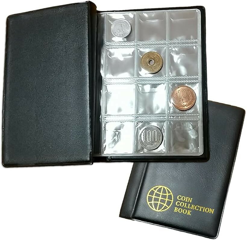 Currency Related Goods - 記念コインケース コインアルバム 記念硬貨 コイン収集アルバム 収納 コインコレクション 古銭 メダル 貨幣 保管 記念コインケース入れ No1 (ブラック 120枚)