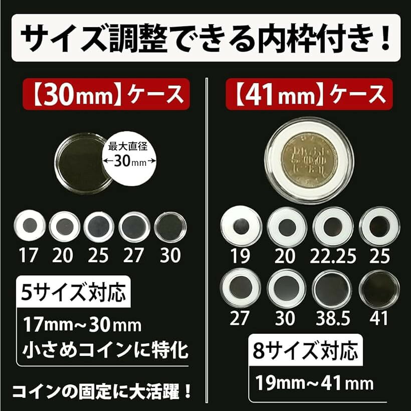 エムラインストアのコインケース 記念硬貨 コレクション 記念メダル 収納 記念コイン 硬貨ケース 収集 コインカプセル 保管 記念硬貨入れケース (「41mm」タイプ)｜アングル3