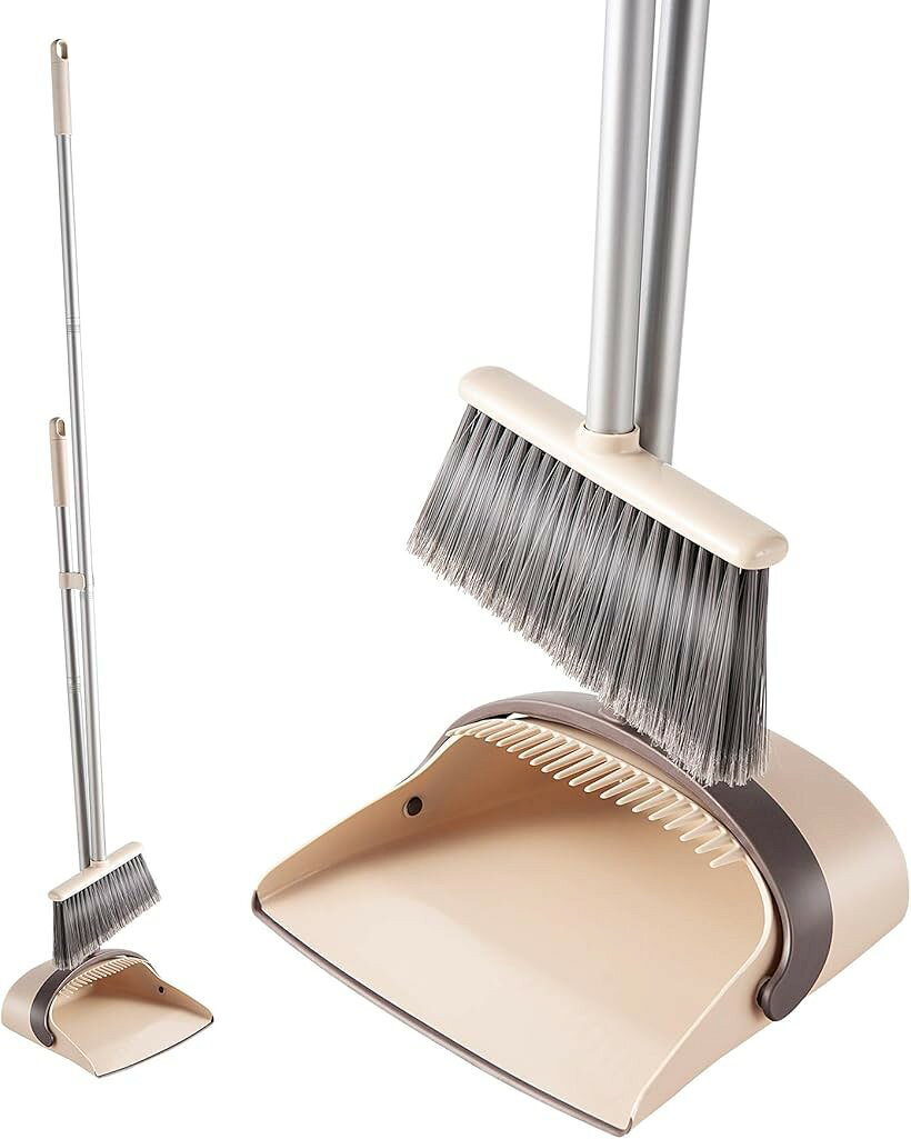 . ほうき ちりとり 掃除セット 自立式 収納に便利 掃除道具 長柄 長さ調整可 94cm-...
