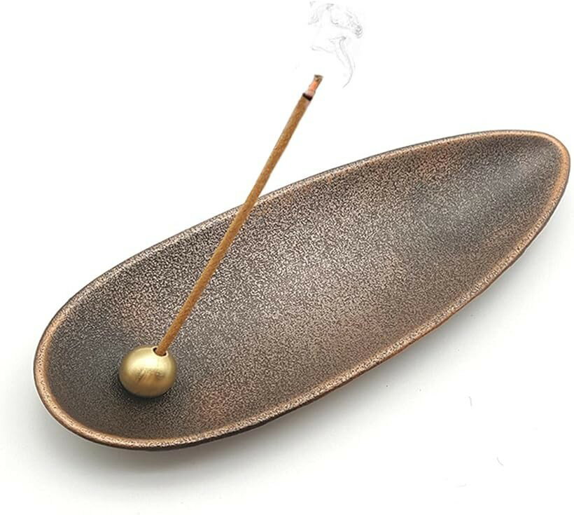 incense Burners - お香立 お線香立 線香立て 香皿 仏壇用皿 癒やし香炉 ジム ヨガ (ブロンズ, ミニ)