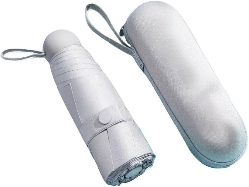 軽量 コンパクト UVカット 日傘 折りたたみ傘 ユニセックス 晴雨兼用 収納ケース付き ホワイト (ホワイト, Free Size)