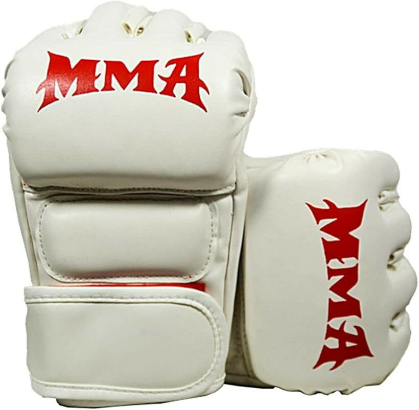 総合格闘技 ボクシング オープンフィンガー グローブ パンチンググローブ ハーフフィンガー サバゲ― MMA 白 (白, MMA)
