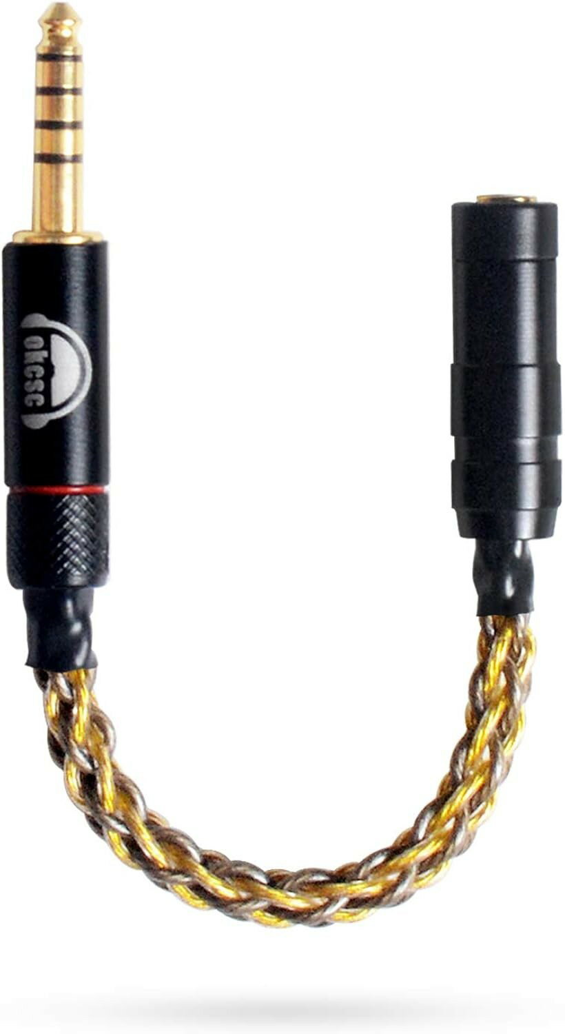 KS120 変換ケーブル 変換アダプター イヤホンジャック 3.5mm 3極 メス＞ 4.4mm 5極 オス8芯 15cm 高音質 単結晶銅 (3.5mm（メス）＞ 4.4mm（オス）)