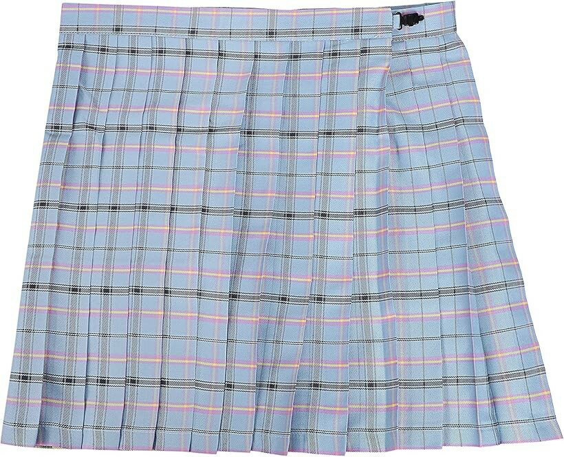 Skirts - 大きいサイズ チェック柄 プリーツ スカート 水色チェック XL (水色チェック, XL)