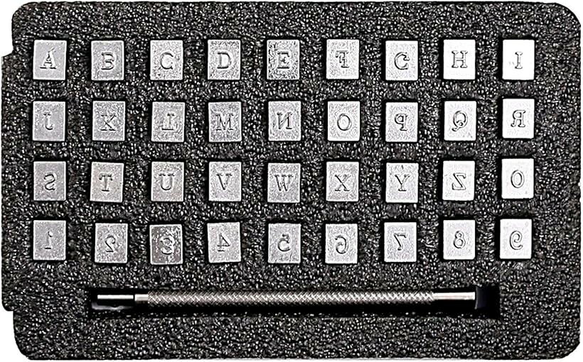 EDUCT レザークラフト ポンチ 刻印セット 打ち棒 36文字 アルファベット 数字 かし...