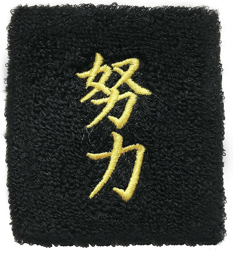おもしろリストバンド 部活 スポーツ トレーニング コスプレ 受験 合格 漢字 汗拭き 汗止め 努力 (努力)