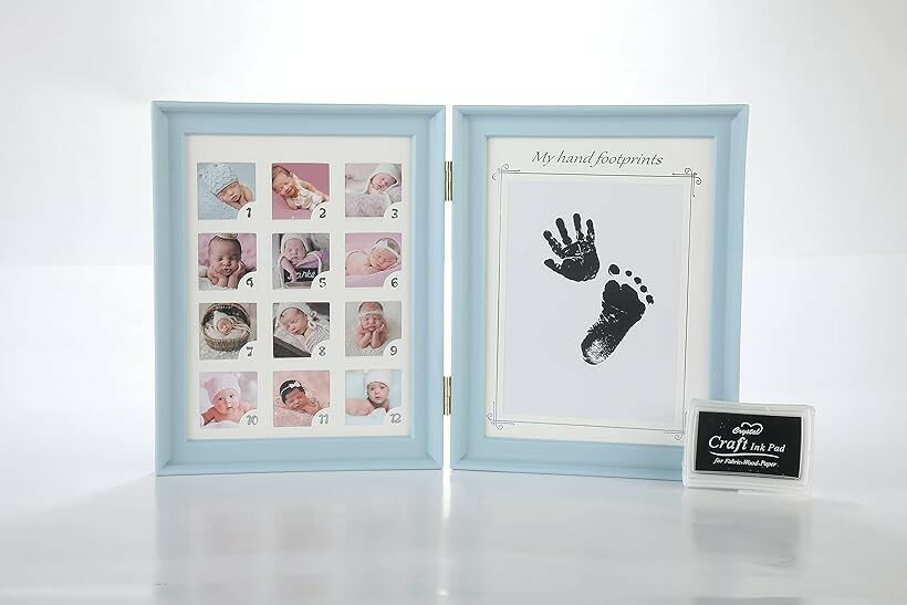 Baby Gifts - 赤ちゃんの成長が記録できる写真立て 記念写真 成長記録 子供 出産 プレゼント ブルー (ブルー)