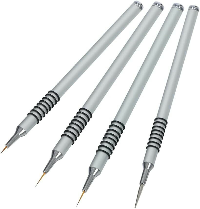 AllBright Panel Liner Brush, Steel Brush, Fine Detail Brush for Plastic Models, Gundam Models, Figures, Nail Art, Painting, Miniatures, Painting, Coloring, Crafting, Ink Liner, Doll Making, Extra Fine (4 brushes)