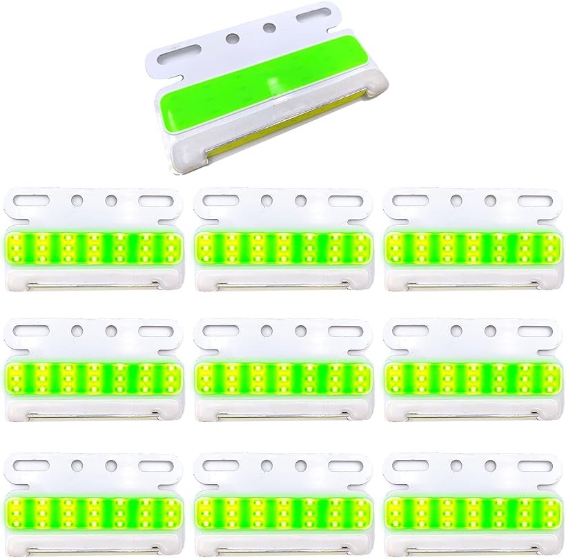 Rakuten - 互換品 極薄 汎用 サイドマーカー LED 24V COB ダウン アンダー ライト ランプ 路肩灯 ステー 付 薄型 角型 防水 軽量 トラック デコトラ トレーラー 用品 10個 グリーン (グリーン 10個, 小)