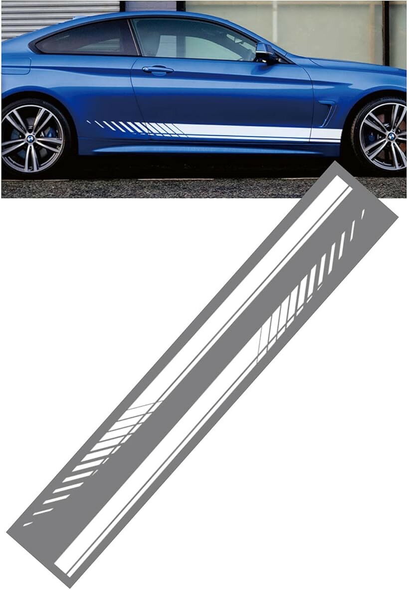 morytrade ボディ ステッカー 自動車 サイド ストライプ シール ドレスアップ 9x190cm 白 (ホワイト)