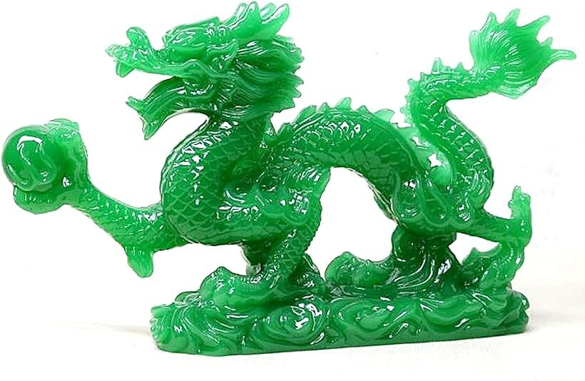 願い龍 風水 銅製 招財進宝 昇運金龍 風水龍 置物 インテリア 翡翠調 14cm (翡翠調, 14cm) [3]
