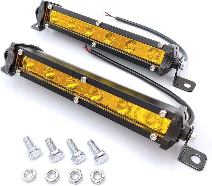 LED ライトバー ワークライト 18w 12V 24V 防水 作業灯 釣り アウトドア フォグ ランプ オフロード SUV バイク ランクル ジムニー 2個 セット イエロー 黄色 (イエロー, ワンサイズ)