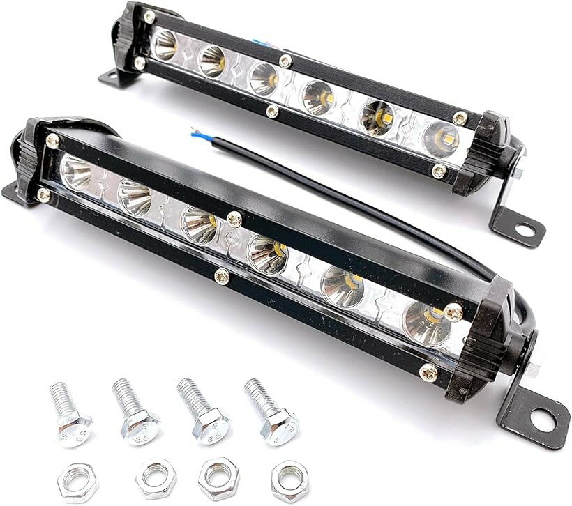LED ライトバー ワークライト フォグ ランプ 18w 12V 24V 7インチ 作業灯 釣り 集魚灯 アウトドア 防水 オフロード SUV ランクル ジムニー 2個 ホワイト 白色 (ホワイト, ワンサイズ)