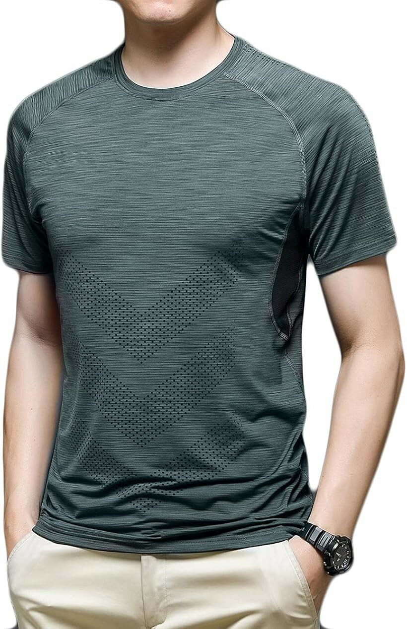 Other - 機能性 メンズ Tシャツ 涼しい 半袖 消臭 吸汗速乾 DRY 抗菌 防臭ドライ リフレクター スポーツ 運動着 丈夫 ティーシャツ 夏服 (02-Green, L)