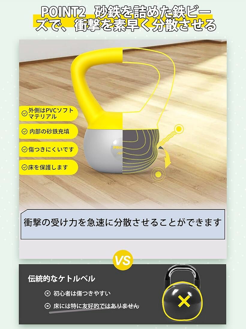 エムラインストアのケトルベル ソフト 柔らかい kettlebell 鉄ビーズ砂鉄 充填 (#5 / 10kg, 10.4 kg)｜アングル3