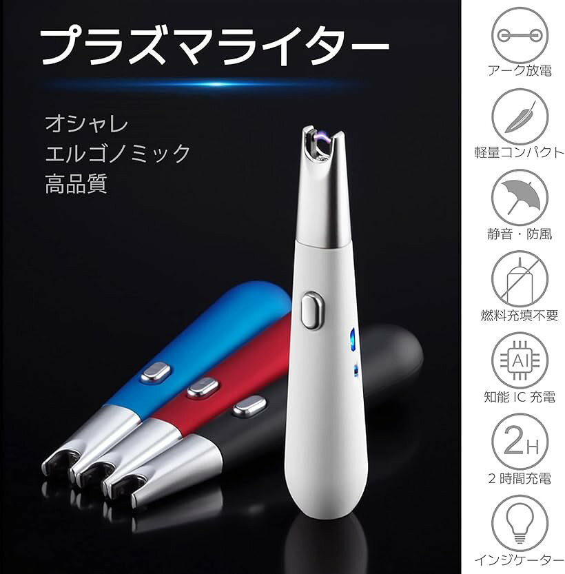 プラズマライター 電子ライター USB充電式 トーチ PEラインカッター レッド (レッド)