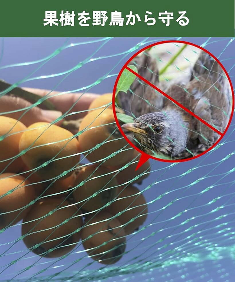 エムラインストアの鳥よけ 防鳥 園芸 ネット 農業 果樹 網 カラスよけ 伸縮性ある 幅5mx長さ20m (グリーン, 幅5mx長さ20m)｜アングル3