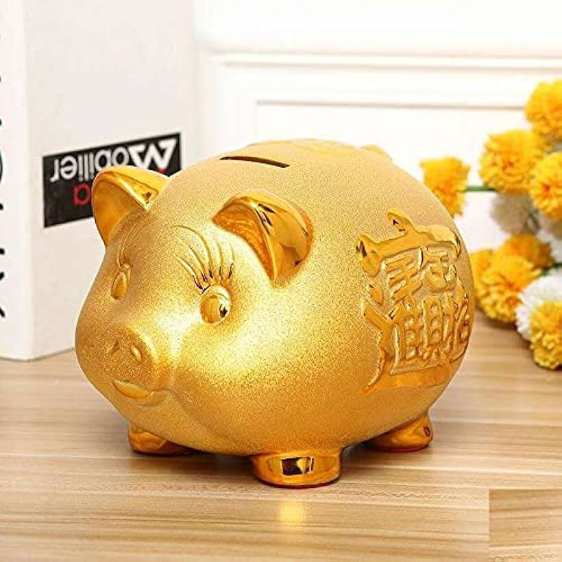 豚の貯金箱 ゴールド ブタ pig 風水 財運 金運 商売繁盛 置物 小 (小) [2]