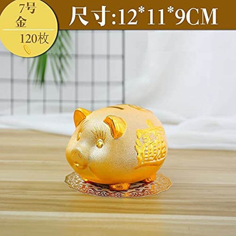 豚の貯金箱 ゴールド ブタ pig 風水 財運 金運 商売繁盛 置物 小 (小) [3]