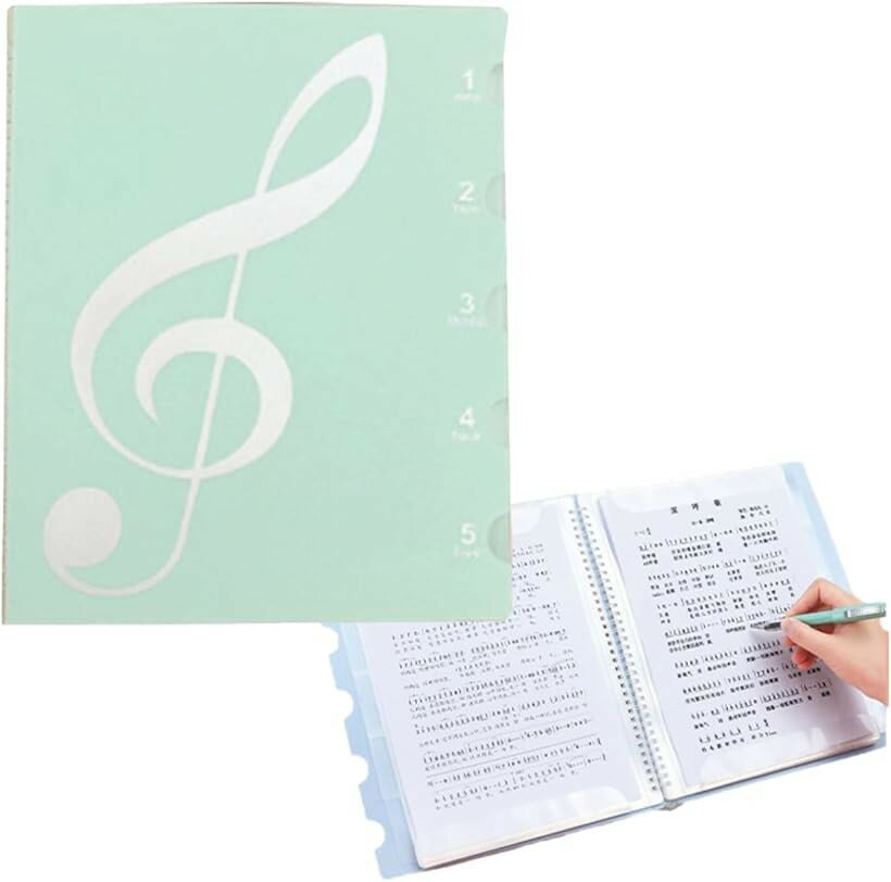 Music Stands - morytrade 楽譜ファイル 譜面ファイル 書き込める 書き込み A4 40枚対応 2面 見開き 反射防止 緑 (緑)
