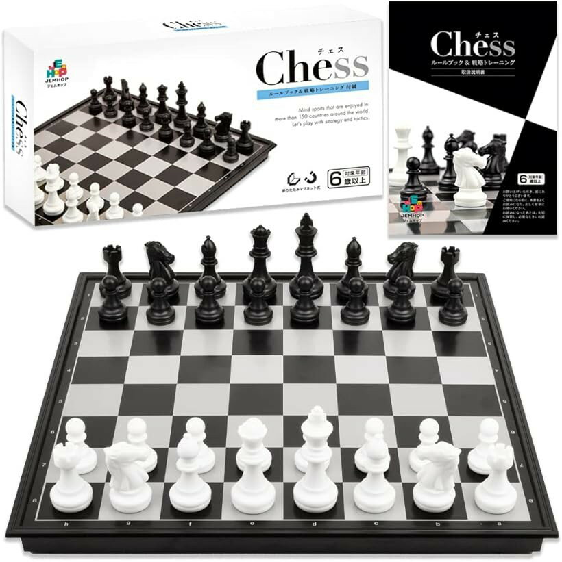 Chess - チェス Chessboard 盤セット ボード 折りたたみ マグネット ポータブル 36pルールブック＆戦略トレーニング付属 M 25cmx25cm (マルチカラー, Mサイズ)