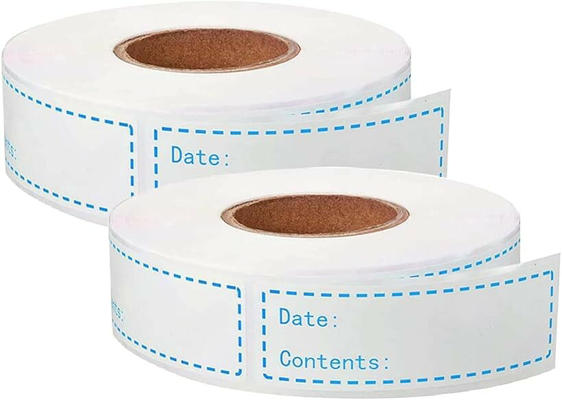 冷蔵庫 ラベルシール 保存容器 剥がせるシール 食品 冷凍保存 日付 品目 青/2個セ...