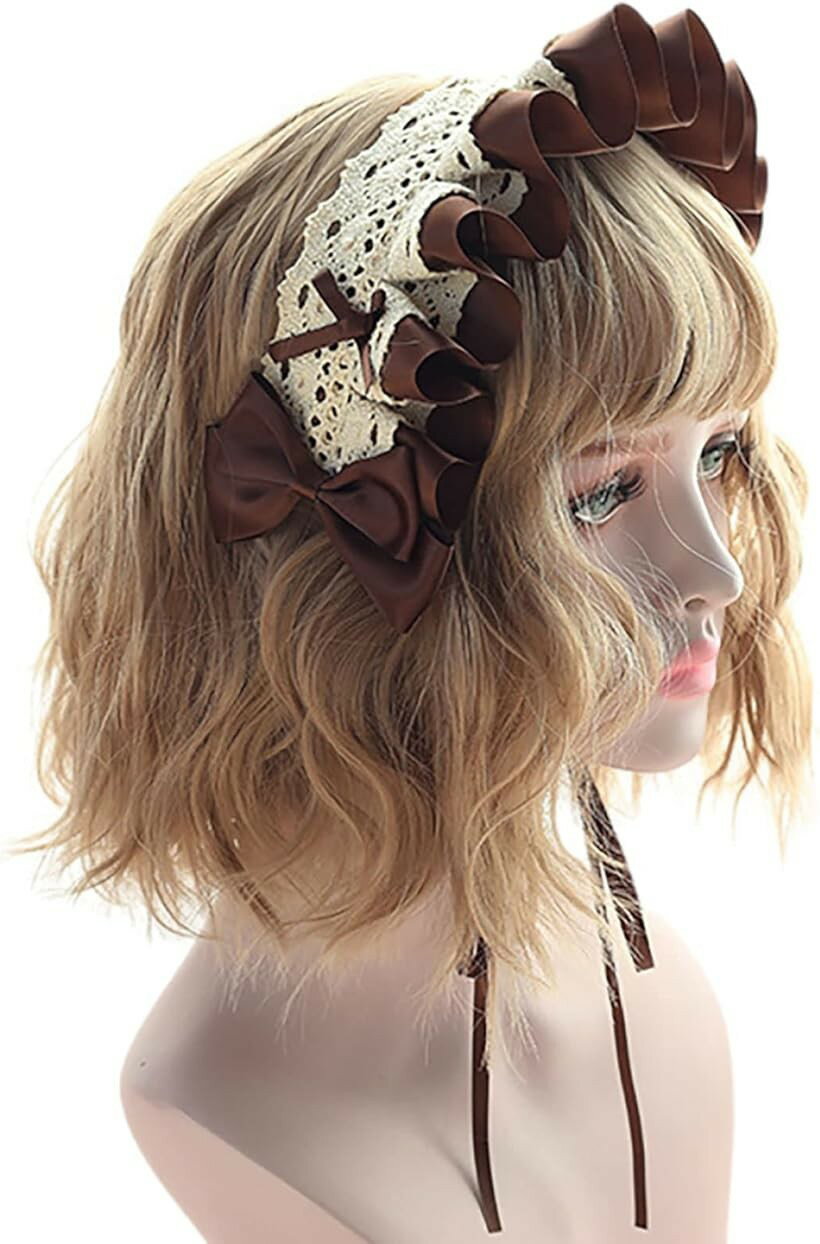 戏装, 变装 - morytrade カチューシャ ヘッドドレス フリル メイド コスプレ 茶 (茶)