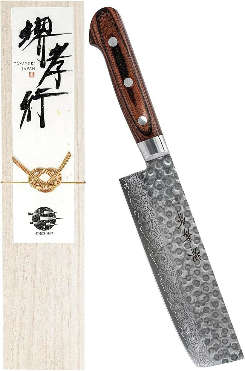 堺孝行 プロの料理人が愛用する包丁ブランドダマスカス 菜切り 160mm V金10号 vg10 日本製 青木刃物製作所 型番：mn16003 (シルバー, 菜切包丁 160mm)
