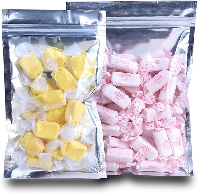 50枚入 ジッパー アルミ袋 透明 アルミ蒸着袋 チャック付き ポリ袋 アルミパック包装用品 保存用バッグ ジッパー付きビニール袋 防水 防湿 防カビ 収納袋 長期保存 12x20cm50枚 (12x20cm50枚)