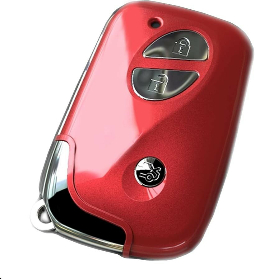 互換品h＆b 汎用 スマート キー カバー ケース レクサス 初期 LS IS CT GS RX 3ボタン キーホルダー レッド (レッド, 3ボタン用)