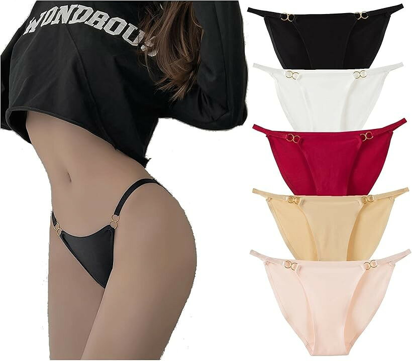 セット パンティ シームレス 無地 ソリッドカラー ローウエスト レディース 下着 パンツ ショーツ 通気性 女性 L 5色5枚セット (5色5枚セット, L)
