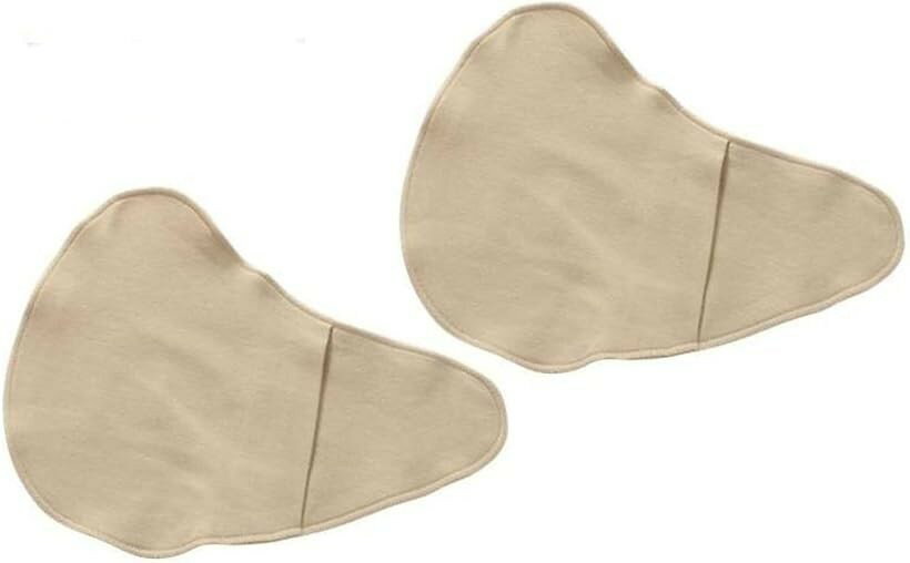 乳癌パッド シリコンパッド 専用カバー 2枚セット 人工乳房保護カバー ホックなし ロング型右 XXS (ベージュ, 2XS)