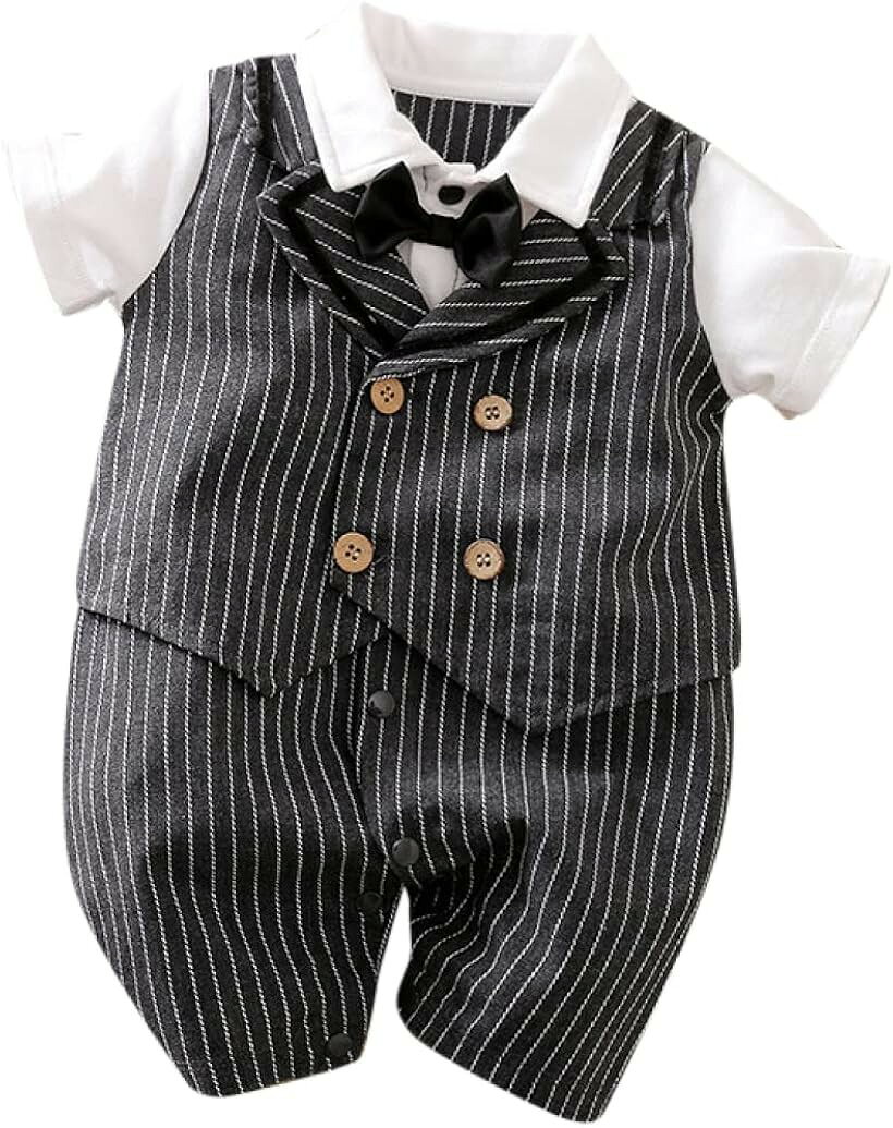 バリエーションコード : 2b4ycui6or商品コード2b4lk5llo5商品名ベビー服 ベビーフォーマル 男の子 半袖 ロンパース ダークグレー ストライプ 90cmブランドしあわせ倉庫カラーダークグレー ストライプサイズ等90・メイン素材: コットン・素材構成: 100% コットン・v「 ベビーから背伸び 」 きちんと感が出てちょっと大人っぽい正装が可愛らしい洋服です。蝶ネクタイを外せば普段着用にカジュアルダウン、ちょっとしたお出かけが楽しみ＊代わりにスタイをつけることも。・v「 赤ちゃん思い 」 ロンパースタイプでスナップボタンだから、首がすわってなくても着せやすい。オムツ替えも楽々。・v「 やさしさ重視 」 赤ちゃんに優しい綿100％生地、柔らかい肌触りで伸縮性があるのでとても着やすいです。生地は薄目なので夏頃がベスト。・v「 貴重な瞬間に 」 100日祝い、お食い初め、結婚式、お宮参り、ハーフバースデー、1歳誕生日　記念撮影、プレミアムメモリーを可愛くかっこよく。パパと一緒にフォーマル親子コーデも素敵です。・v「 プチプラで紳士 」 すぐにサイズアウトしてしまう赤ちゃんにはプチプライスの紳士服を。ちょっと大きくてもワンサイズUPがオススメ、首元が細目に作られています。※ 他ネットショップでも併売しているため、ご注文後に在庫切れとなる場合があります。予めご了承ください。※ 品薄または希少等の理由により、参考価格よりも高い価格で販売されている場合があります。ご注文の際には必ず販売価格をご確認ください。※ 沖縄県、離島または一部地域の場合、別途送料の負担をお願いする場合があります。予めご了承ください。※ お使いのモニタにより写真の色が実際の商品の色と異なる場合や、イメージに差異が生じることがあります。予めご了承ください。※ 商品の詳細（カラー・数量・サイズ 等）については、ページ内の商品説明をご確認のうえ、ご注文ください。※ モバイル版・スマホ版ページでは、お使いの端末によっては一部の情報が表示されないことがあります。すべての記載情報をご確認するには、PC版ページをご覧ください。