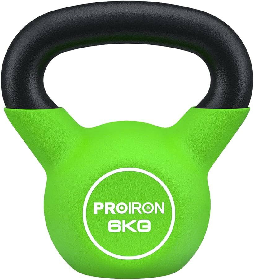 ケトルベル ネオプレン 鉄製 6kg 一体型鋳鉄 (2# 緑)