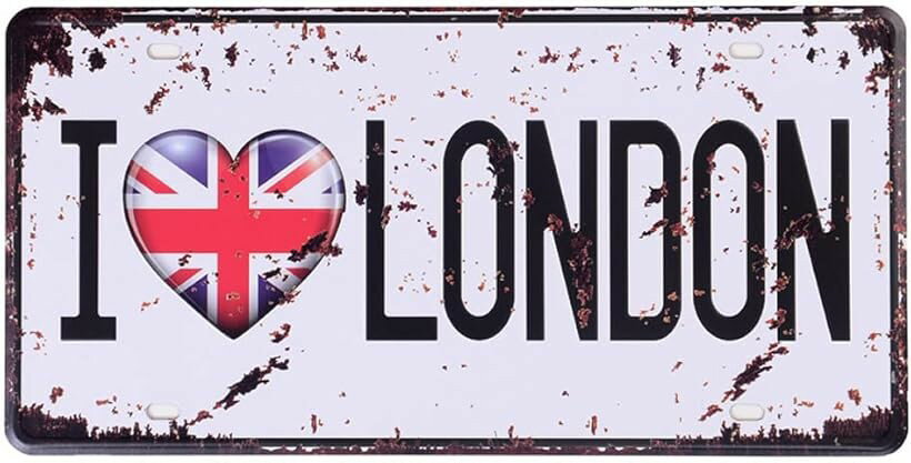 ナンバープレート アンティーク ブリキ レトロプレート ヴィンテージ 調 I Love London ロンドン ラブ lovelondon (47.I Love London)