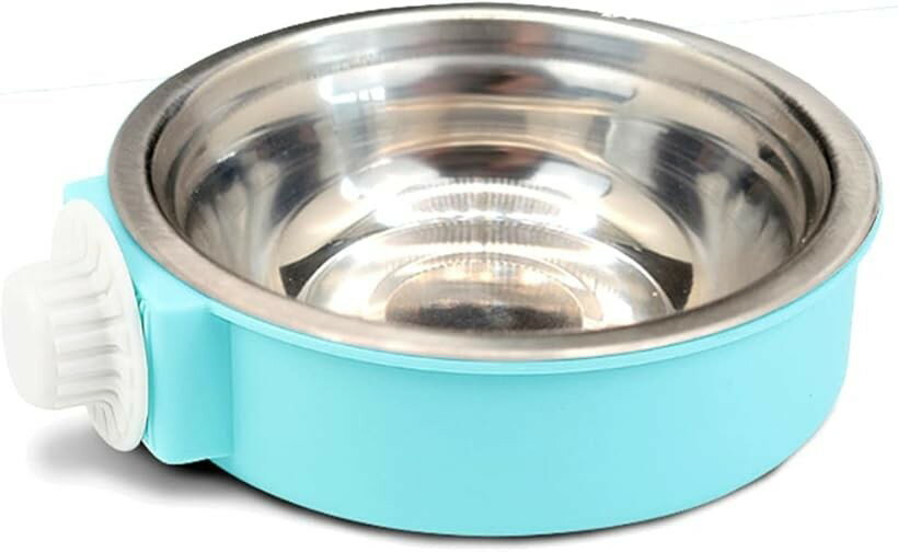 AllBright ペットボウル 食器 給餌器 えさ入れ フードボウル ケージ 犬 猫 うさぎ 小動物 固定 (ブルー, M)