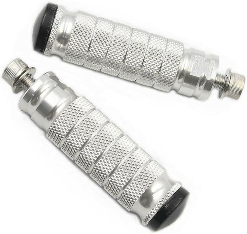 Other - 互換品 バイク ステップバー フロントフットペダル アルミ合金製 M8規格 左右1組セット シルバー (シルバー)