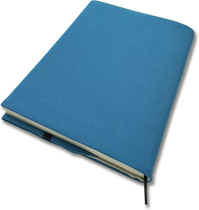 書套 - 和デザイン ブックカバー 本カバー 読書 日本製 しおり付き 帆布生地 スモーキー・アクア A5 文芸書 参考書 専門書