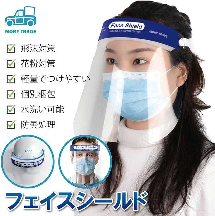 morytrade フェイスガード フェイスシールド カバー クッション 透明 20個 (20枚)