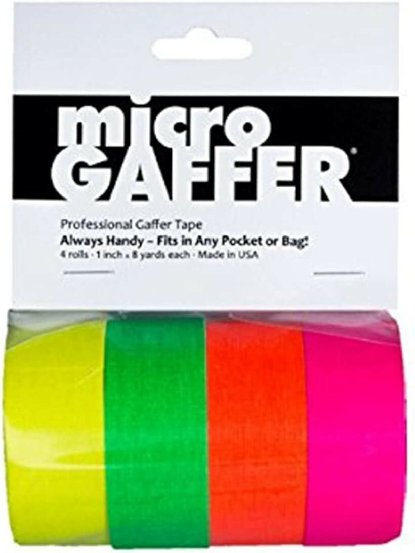 microGAFFER マイクロガッファー 4本セット 24mm幅x7m巻 ガッファーテープ 蛍光4色：イエロー/グリーン/オレンジ/ピンク (蛍光4色（イエロー／グリーン／オレンジ／ピン, 24 mm幅 x 7 m巻 / 4本入)
