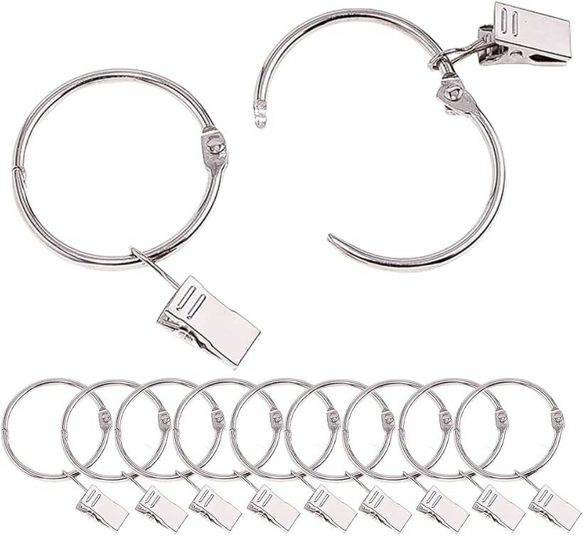 カーテンクリップ カーテンリング 取付簡単 スチール製 内径38mm 20個セット (シル...