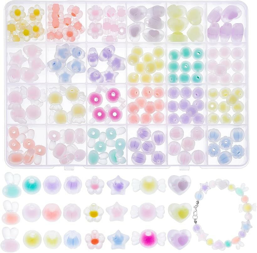 24種 ビーズ カラフル 168個 つや消しビーズ 星ビーズ 手芸ビーズ DIY (カラフル)
