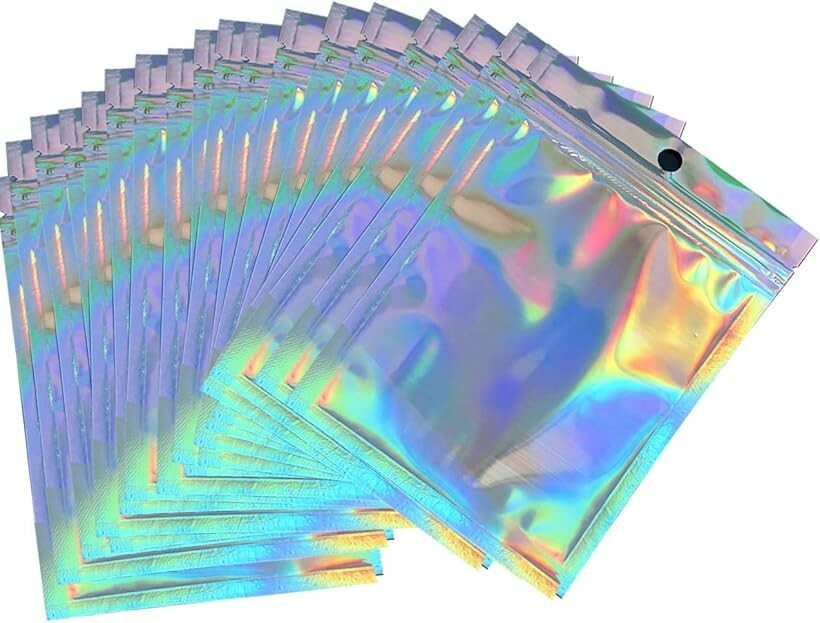 オーロラ チャック袋 200枚セット アルミ袋 収納袋 厚手 小さい 10.5cmx15cm (10.5cmx15cm)