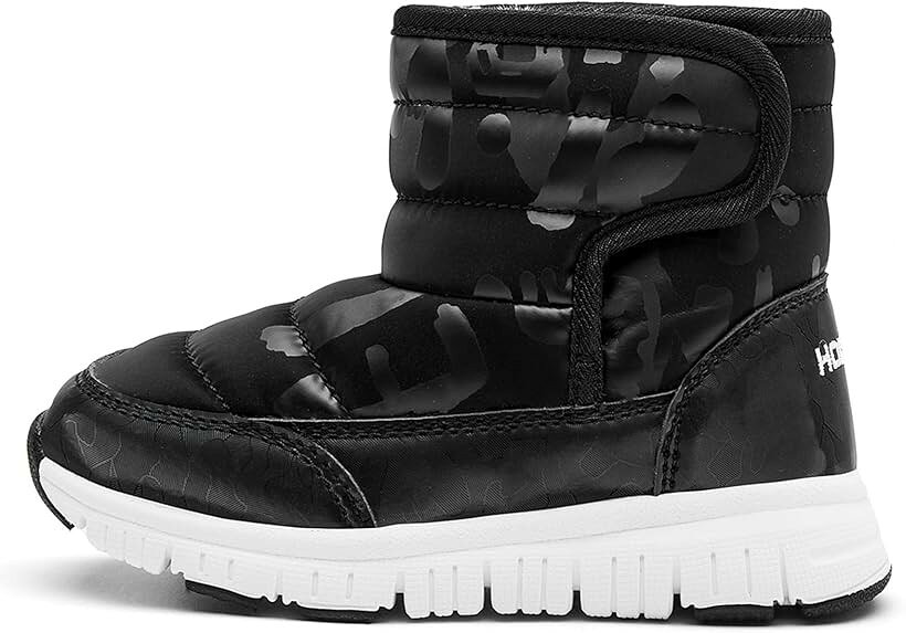 スノーブーツ キッズ ウインターブーツ ベビー 女の子 男の子 スノーシューズ 子供 雪遊び アウトドア 冬用 靴 雪用 裏ボア 防水 防寒 滑り止め 軽量 (01ブラック, 17.0 cm 2.5E)